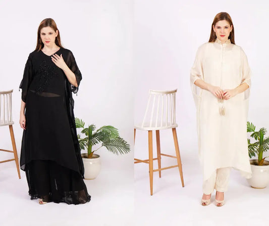 A Girl wearing the latest trending Black and white indo western dresses from Vyora by Vaishali