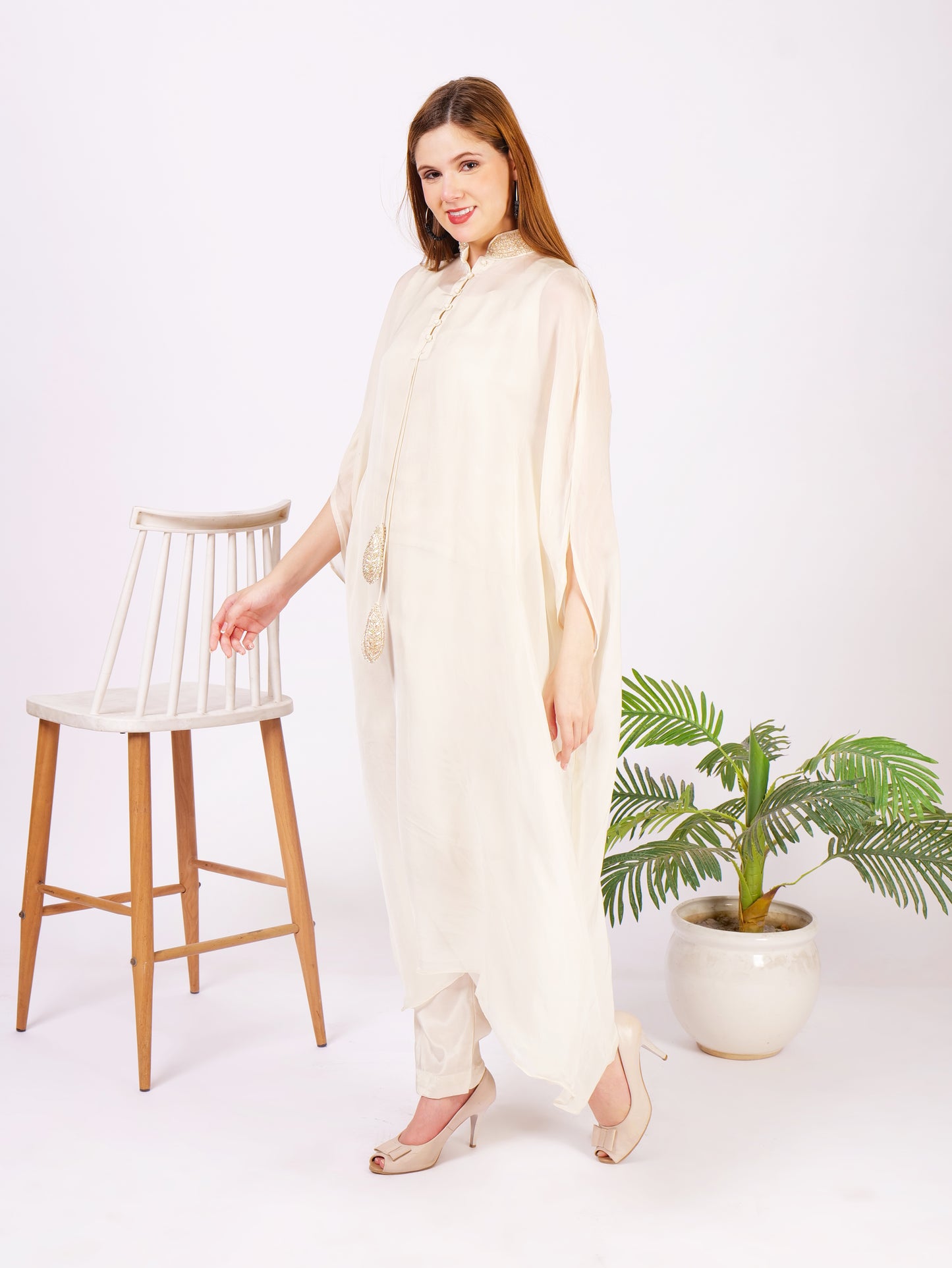 Three Piece Pure Georgette Outfit With Intricate Handwork