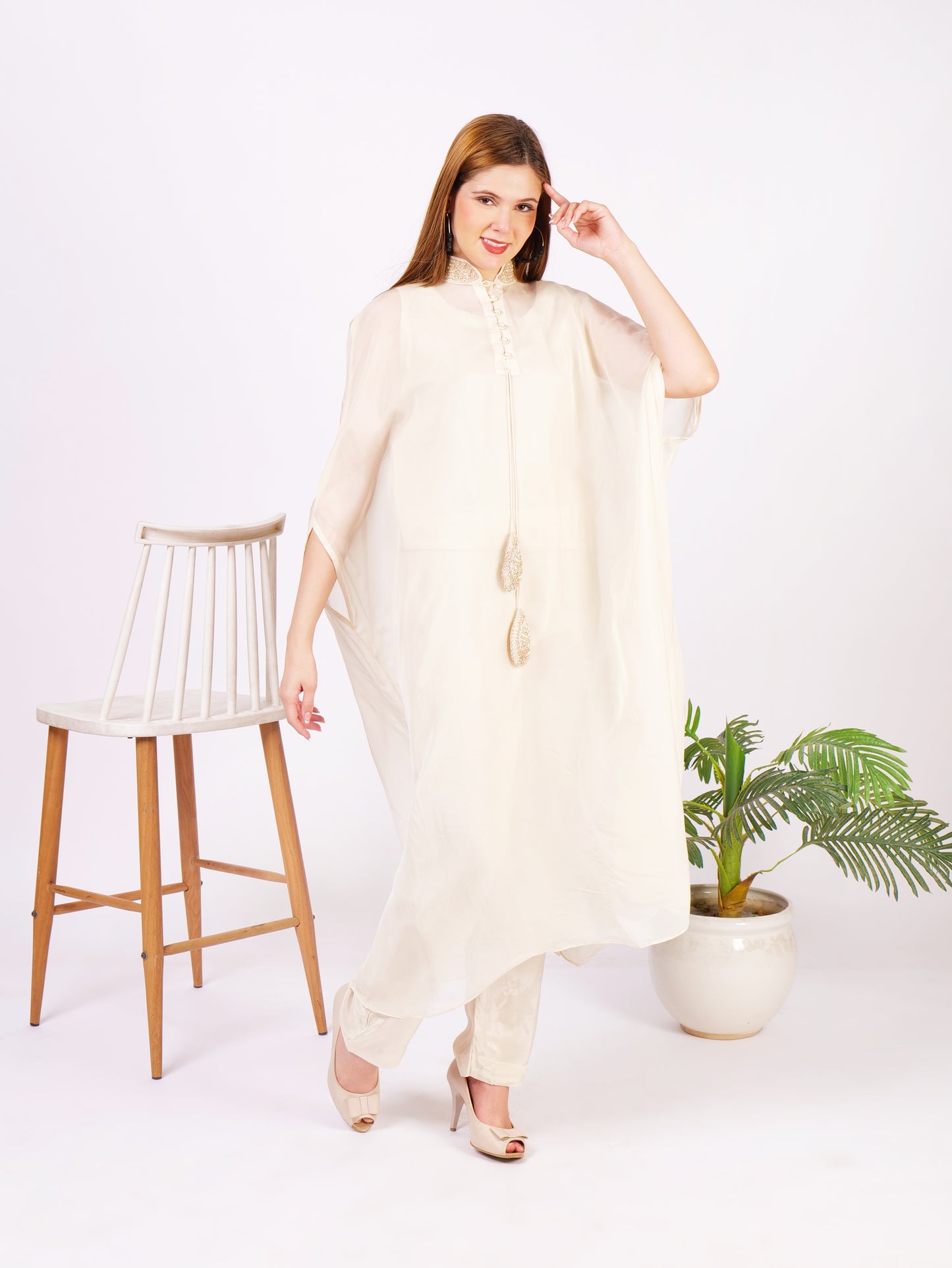 Three Piece Pure Georgette Outfit With Intricate Handwork
