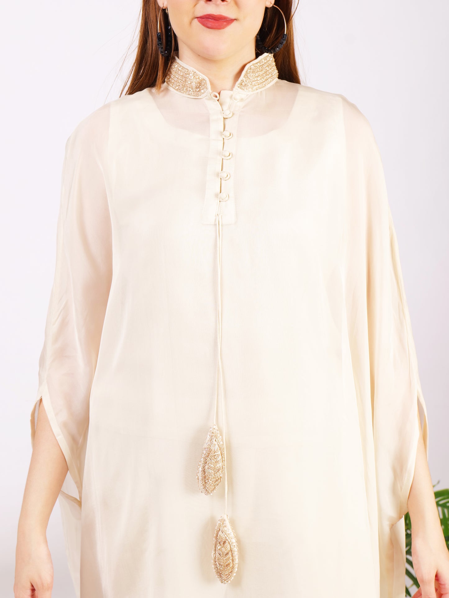 Three Piece Pure Georgette Outfit With Intricate Handwork