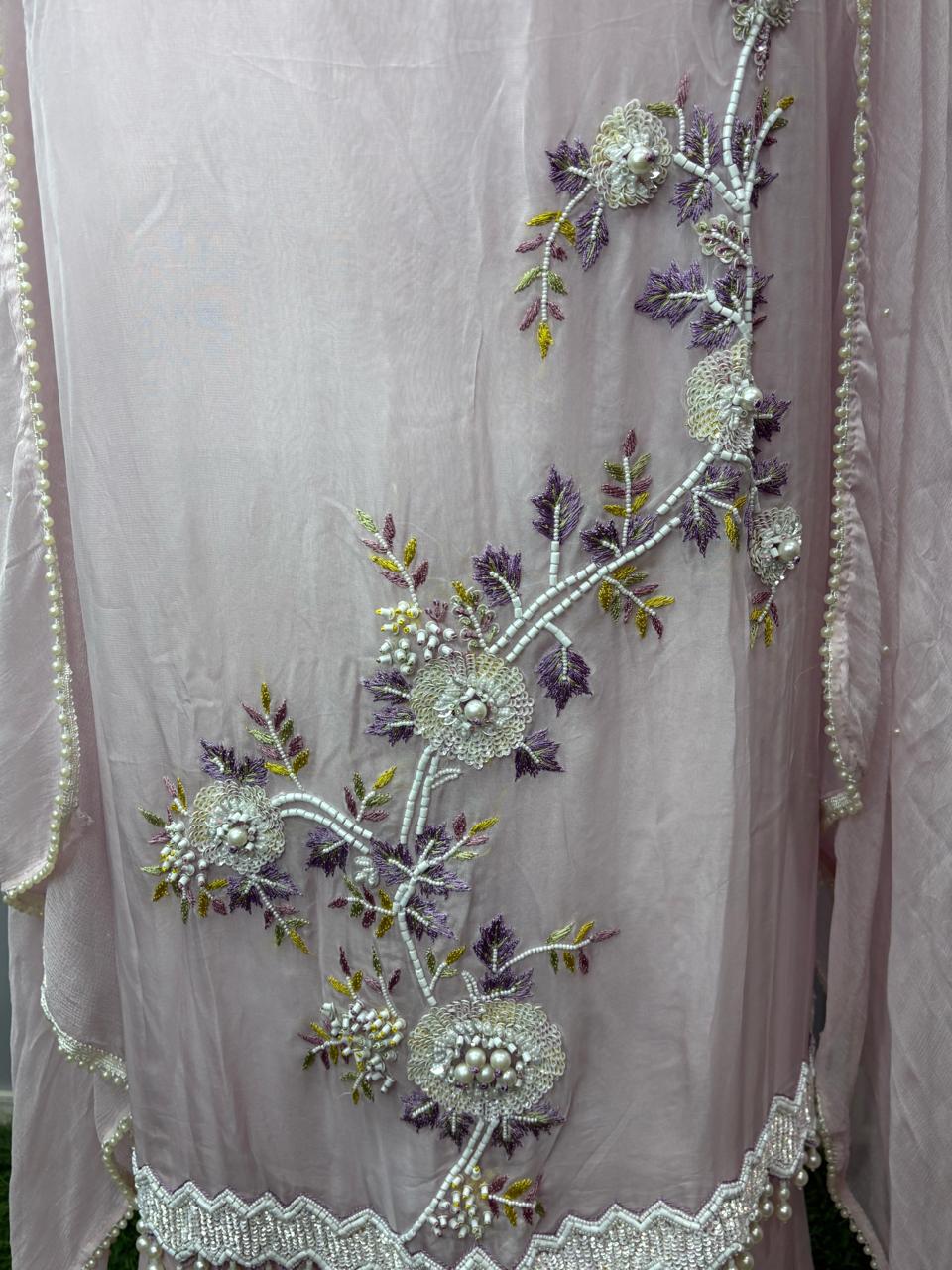 Pure Organza Suit With Handwork
