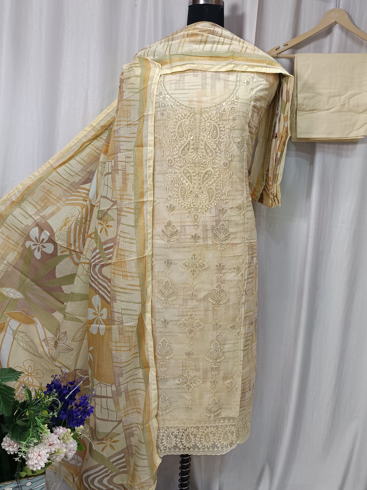 Pure Cotton Printed Suit With Front Designer Concept