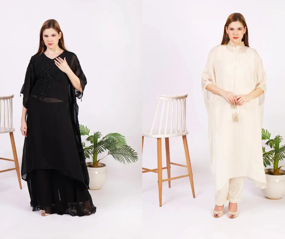 A Girl wearing the latest trending Black and white indo western dresses from Vyora by Vaishali