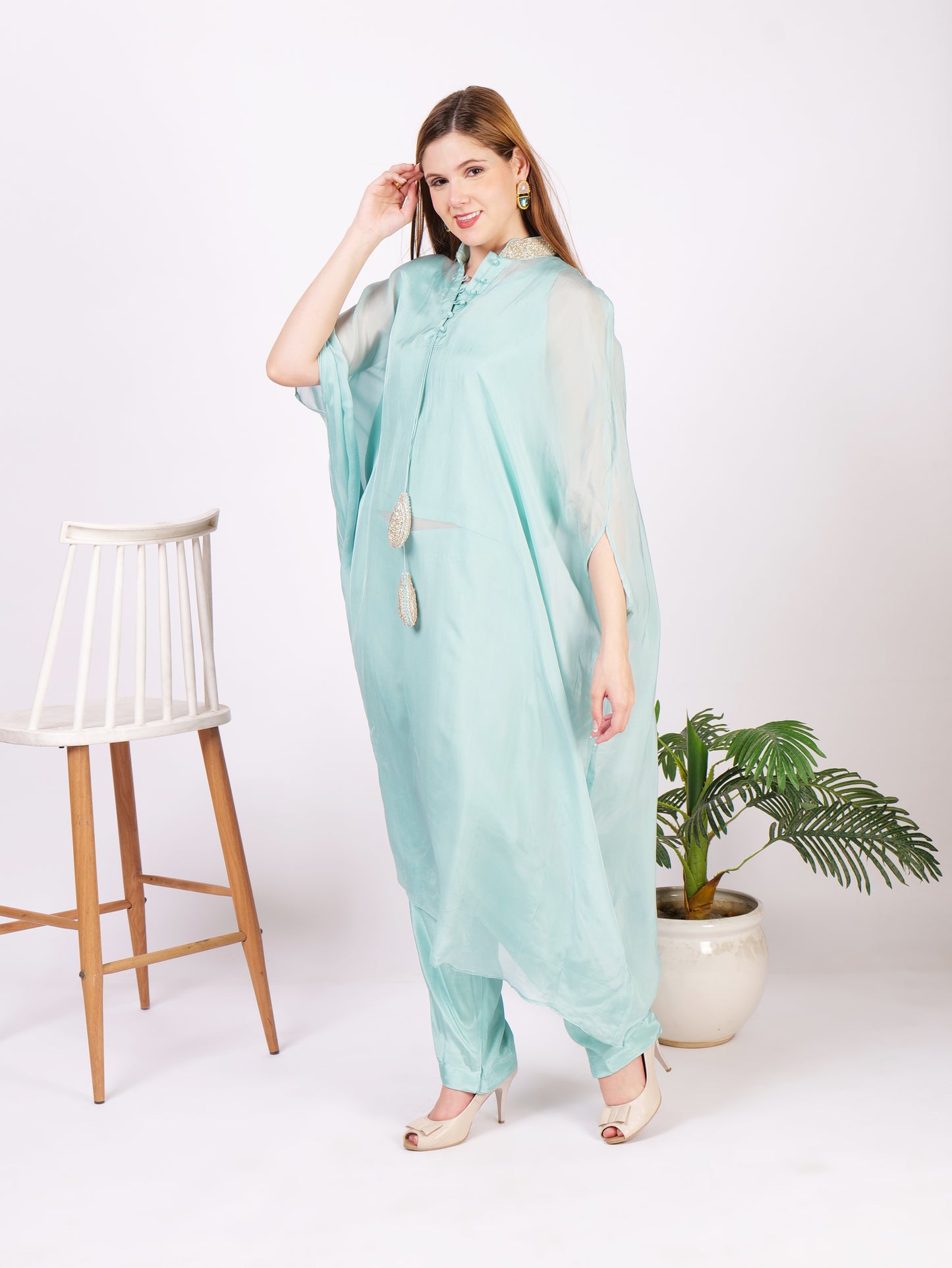 Three Piece Pure Georgette Outfit With Intricate Handwork