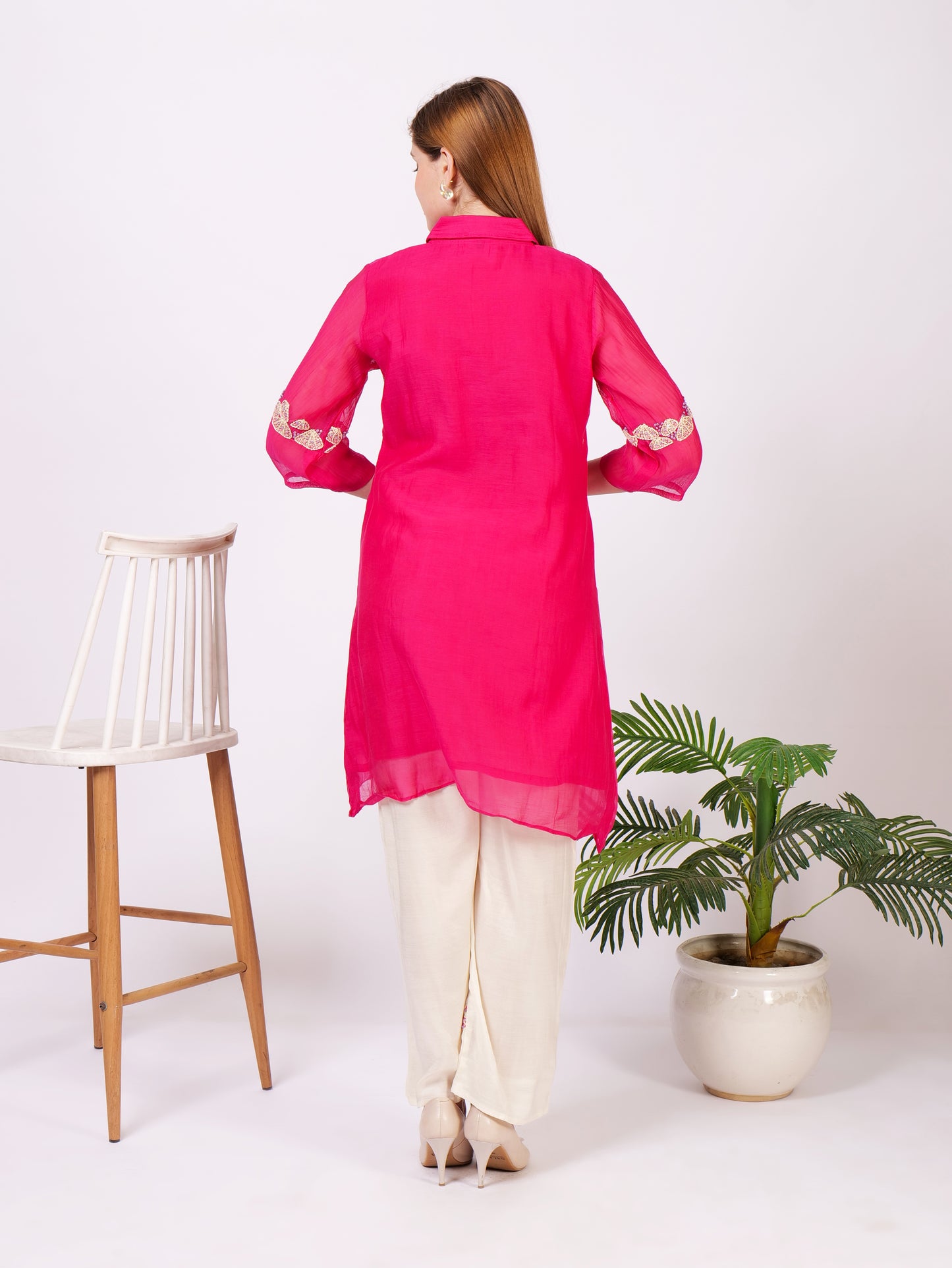 Mul Cotton Kurti Pants With Thread Embroidery