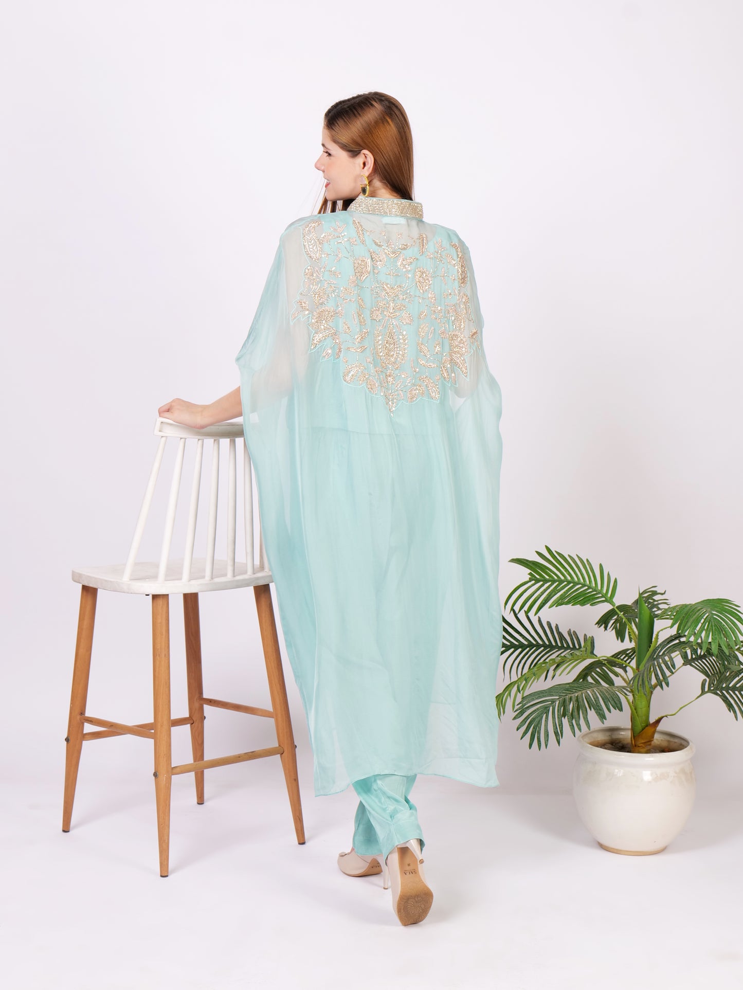 Three Piece Pure Georgette Outfit With Intricate Handwork