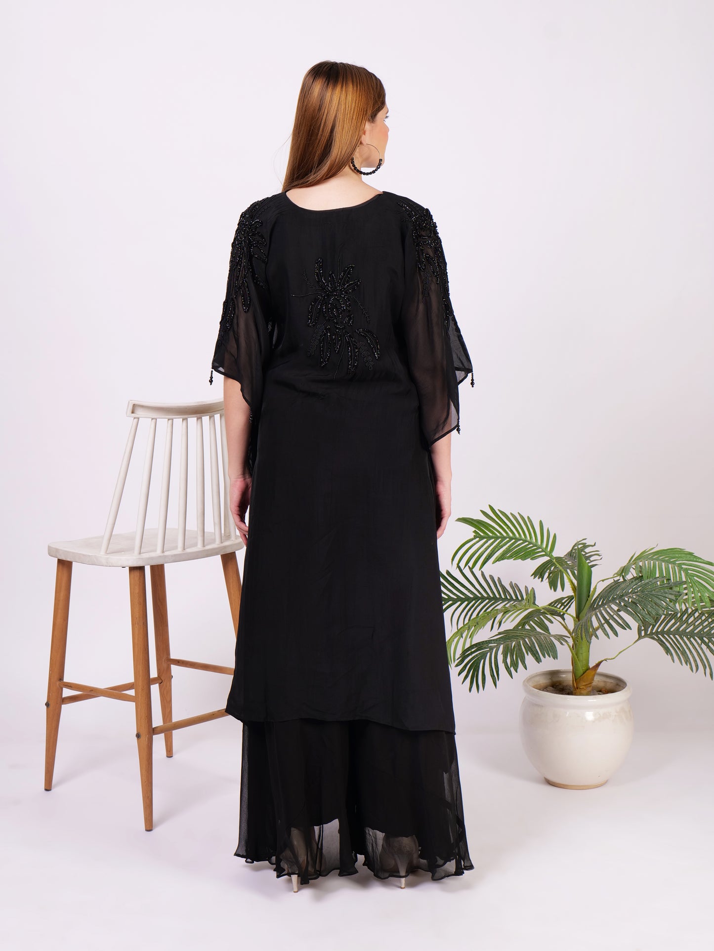 Black Kaaftan Palazzo Set With Handwork