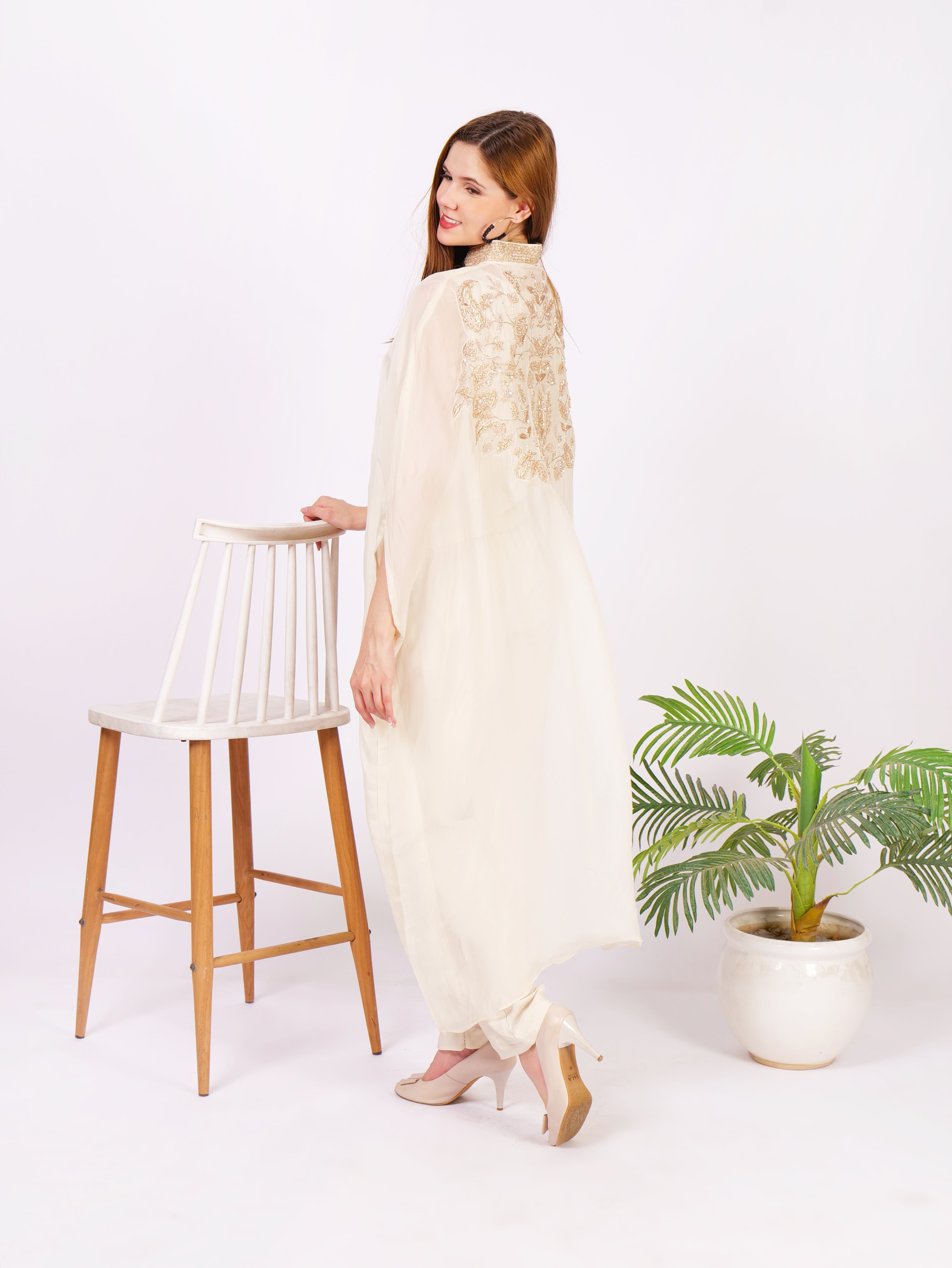 Three Piece Pure Georgette Outfit With Intricate Handwork