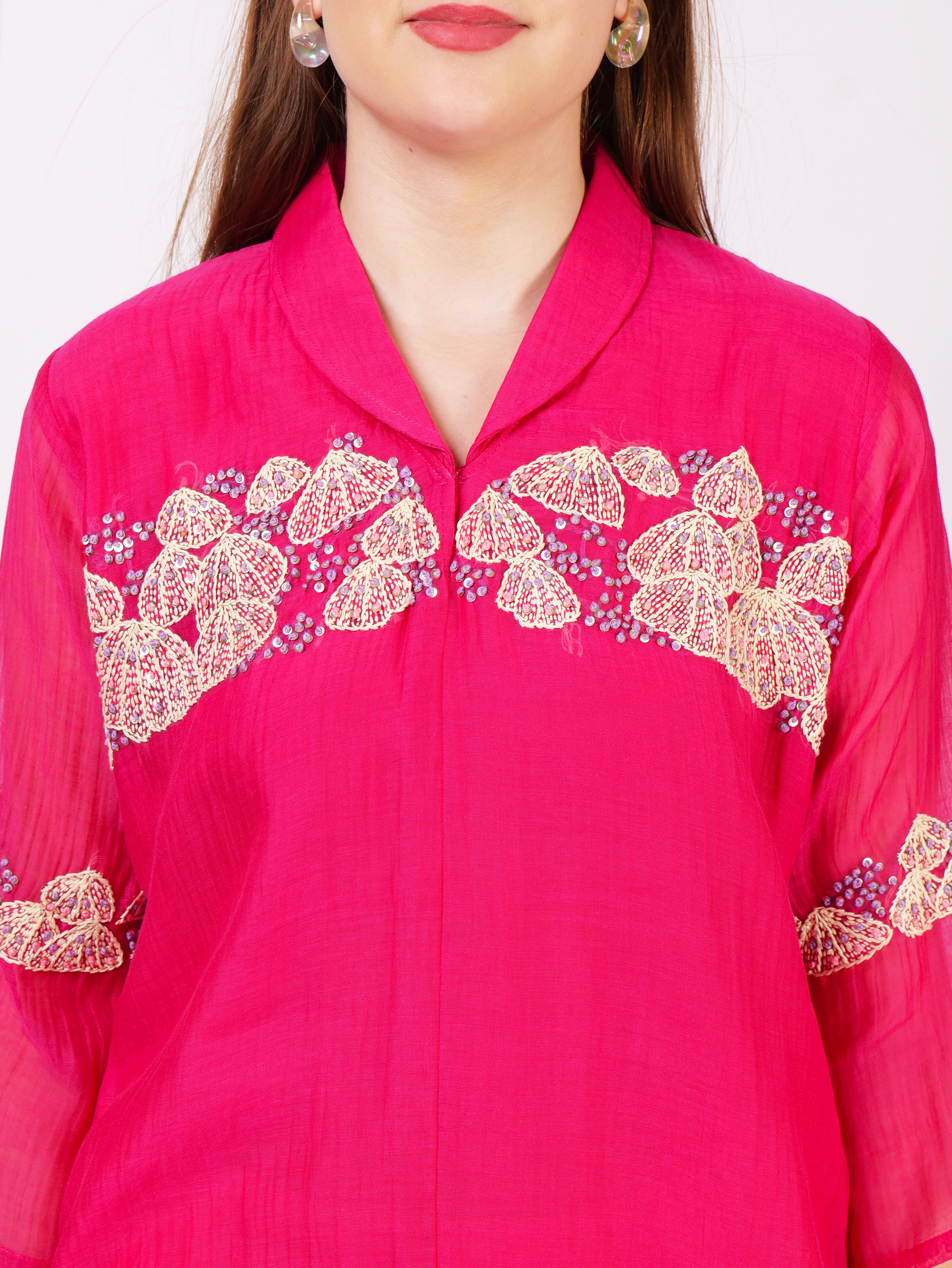 Mul Cotton Kurti Pants With Thread Embroidery