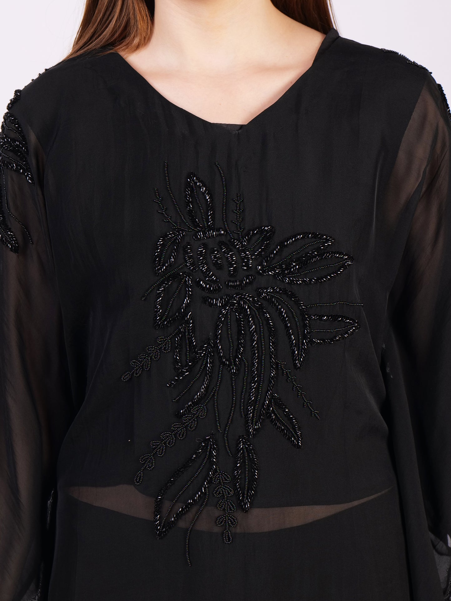 Black Kaaftan Palazzo Set With Handwork