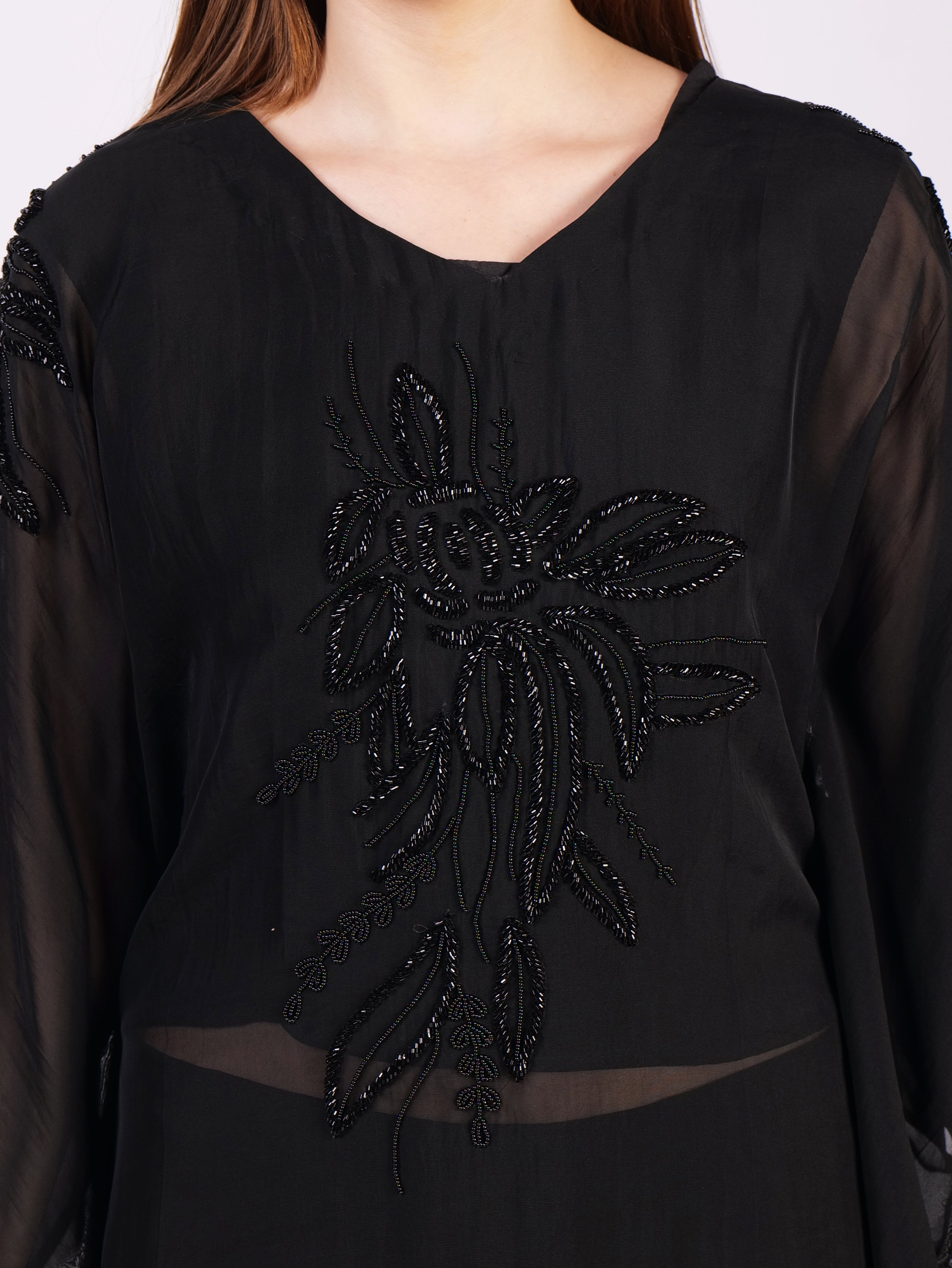 Black Kaaftan Palazzo Set With Handwork