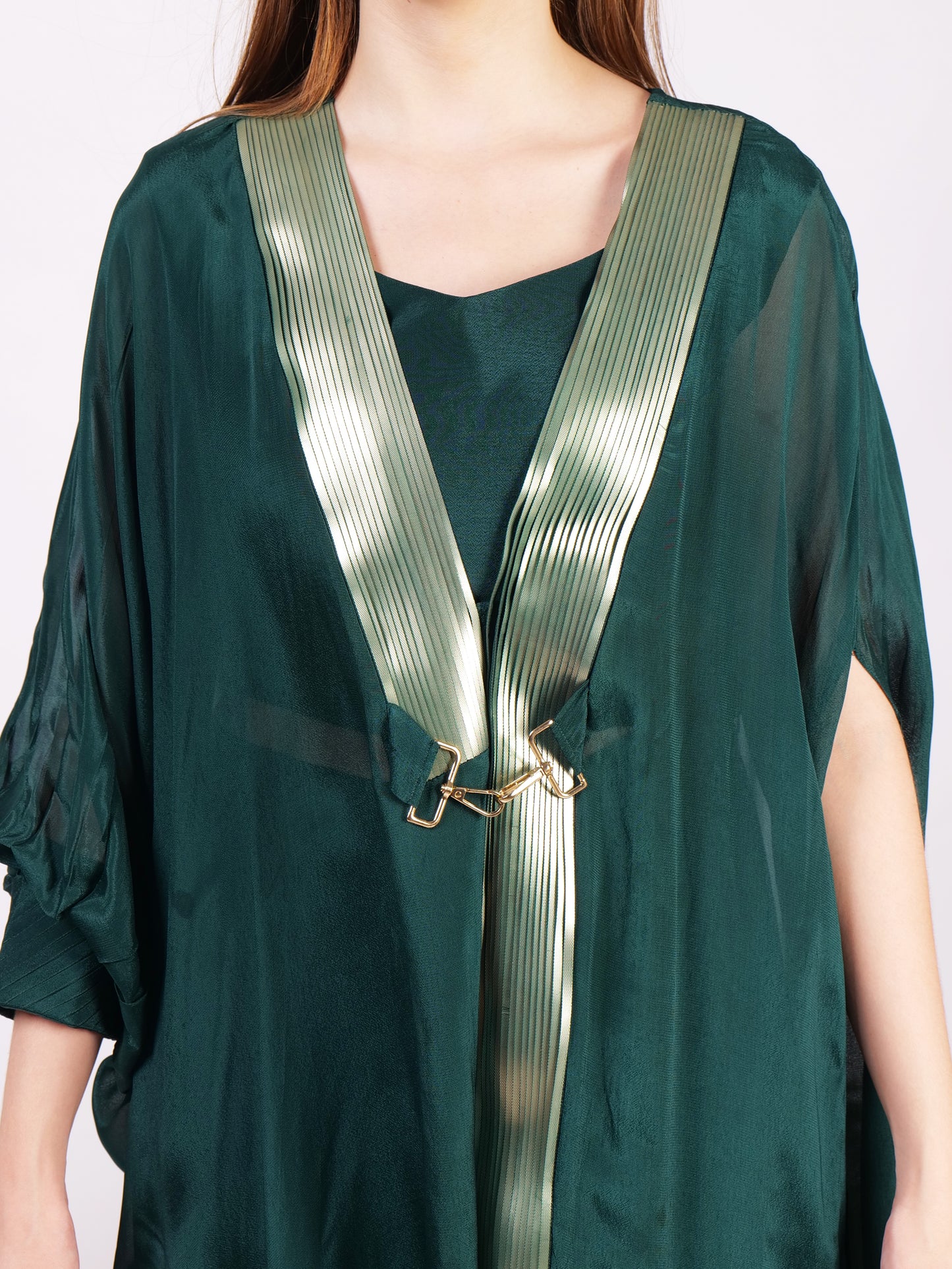 Three Piece Outfit In Pure Georgette With Modern Taping Design
