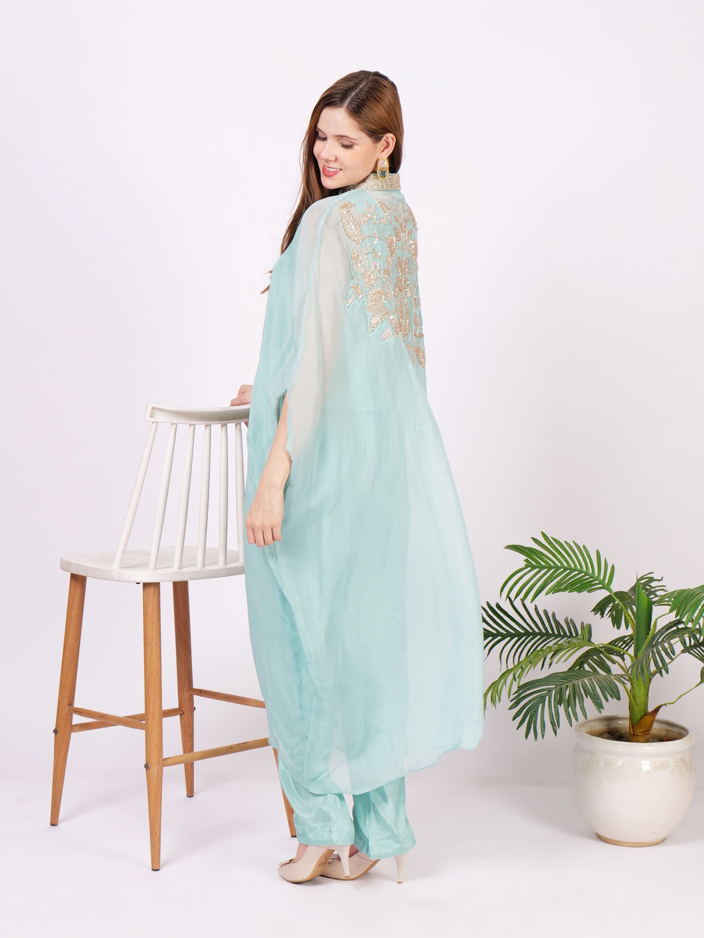 Three Piece Pure Georgette Outfit With Intricate Handwork