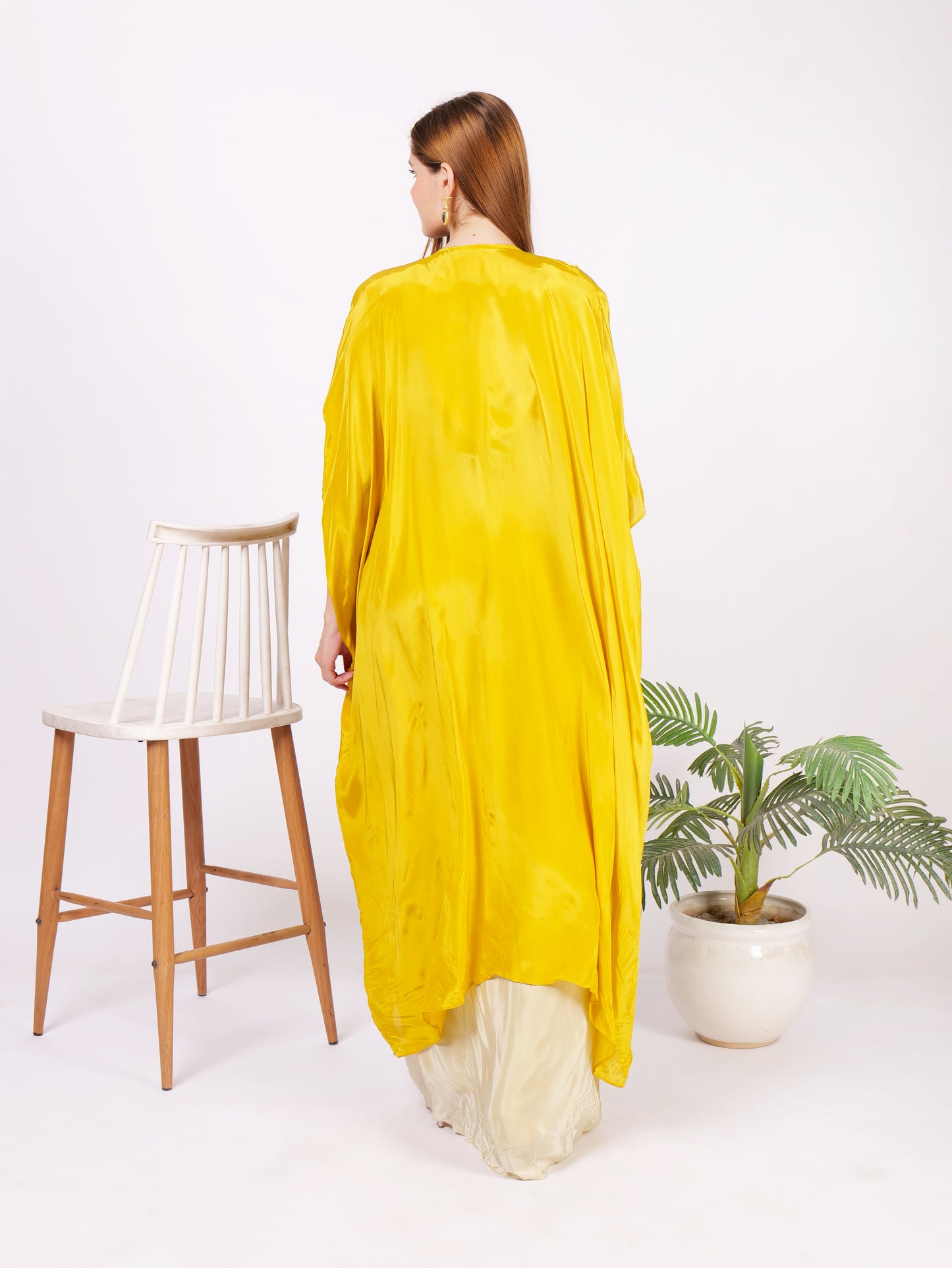 Three Piece Cape Dhoti Outfit In Pure Georgette With Intricate Handwork