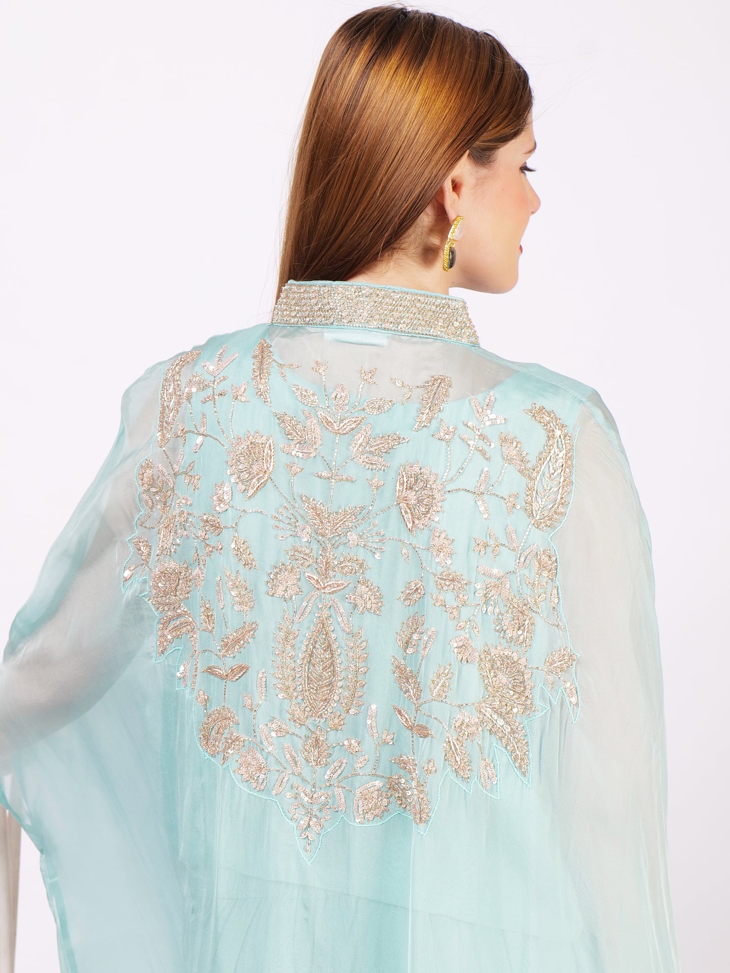 Three Piece Pure Georgette Outfit With Intricate Handwork