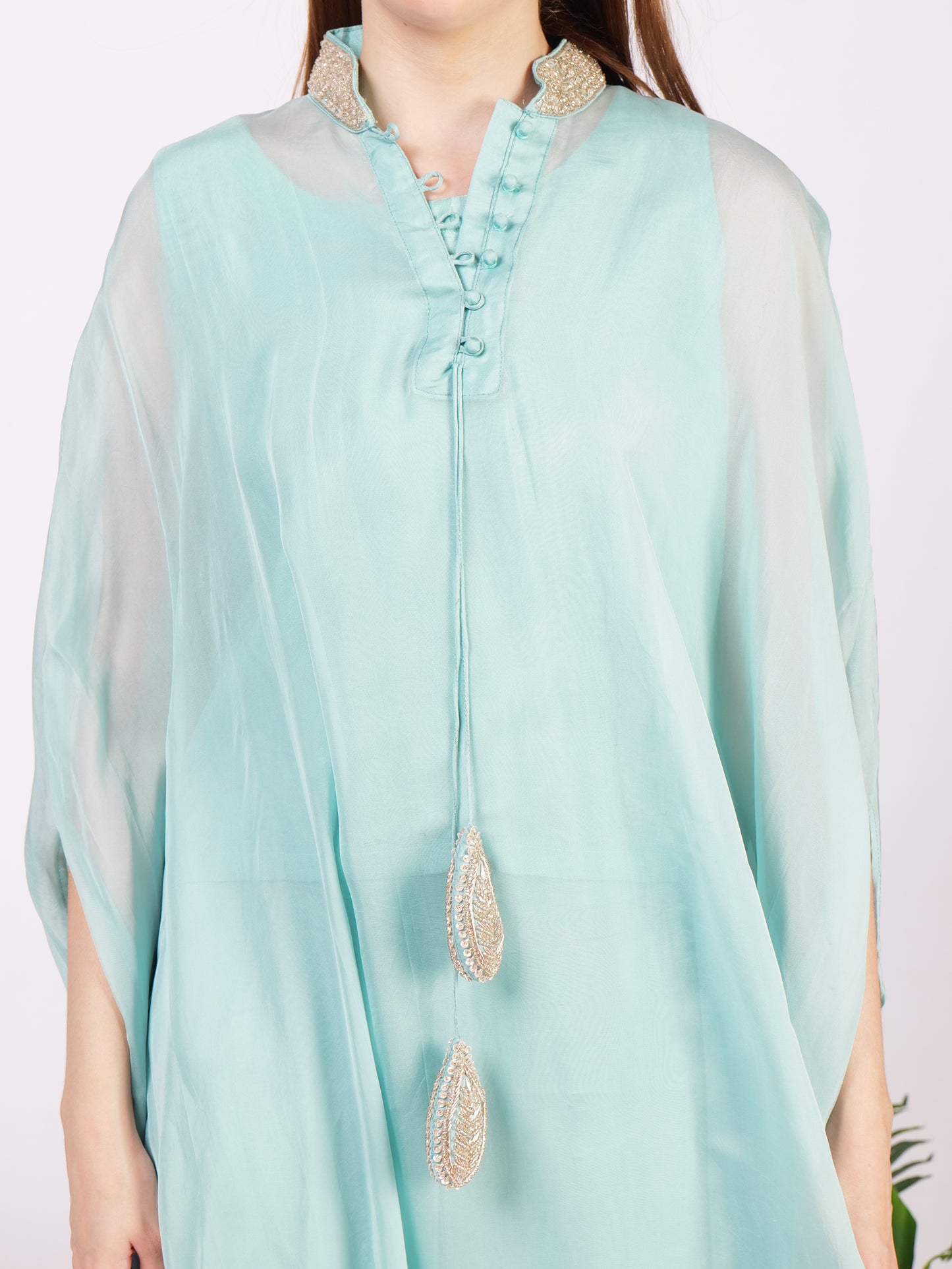 Three Piece Pure Georgette Outfit With Intricate Handwork