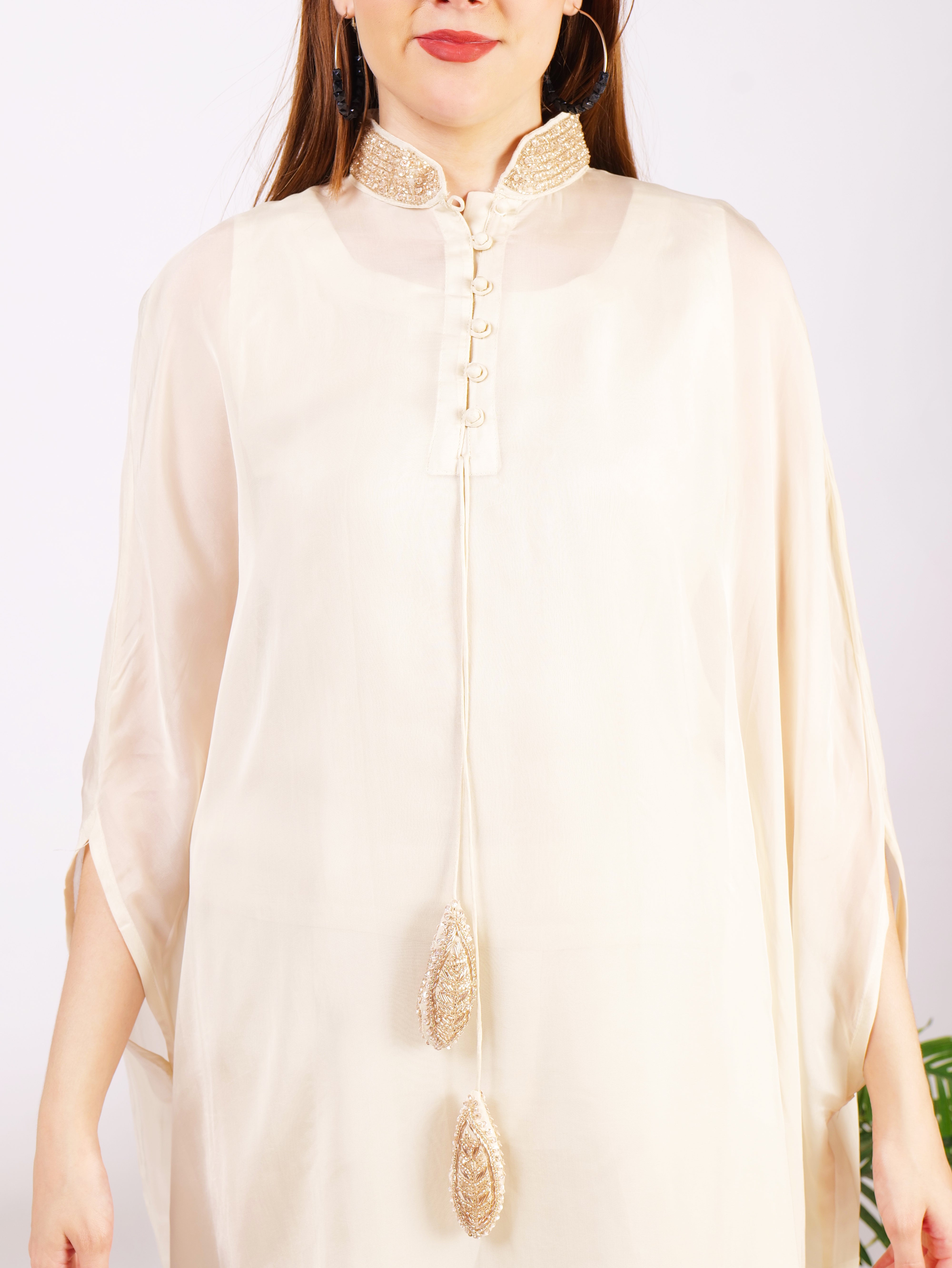 Three Piece Pure Georgette Outfit With Intricate Handwork
