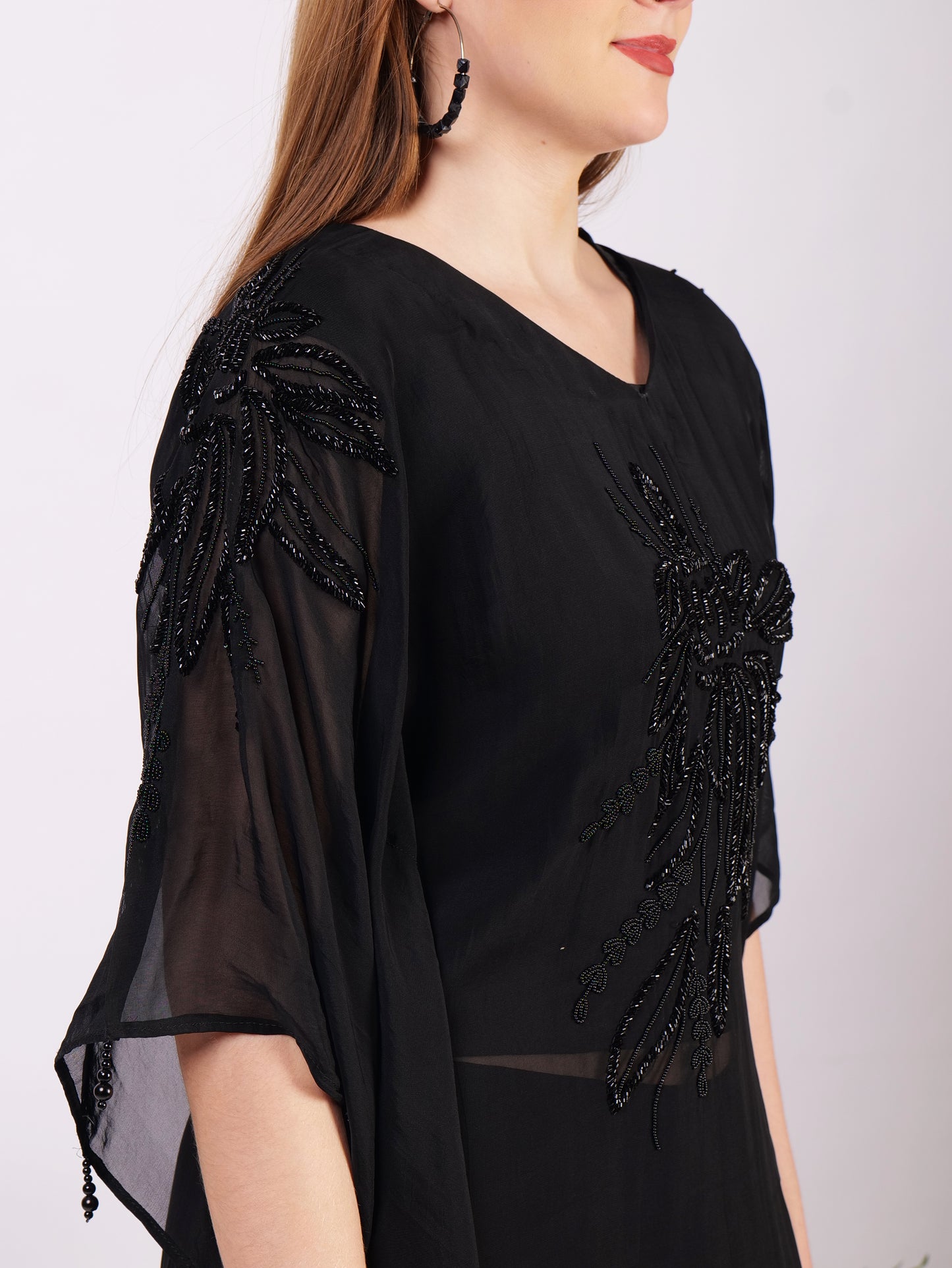 Black Kaaftan Palazzo Set With Handwork