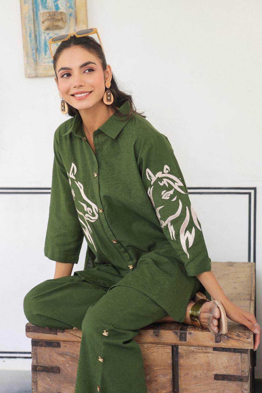 Linen Co-ord Set With Embroidery