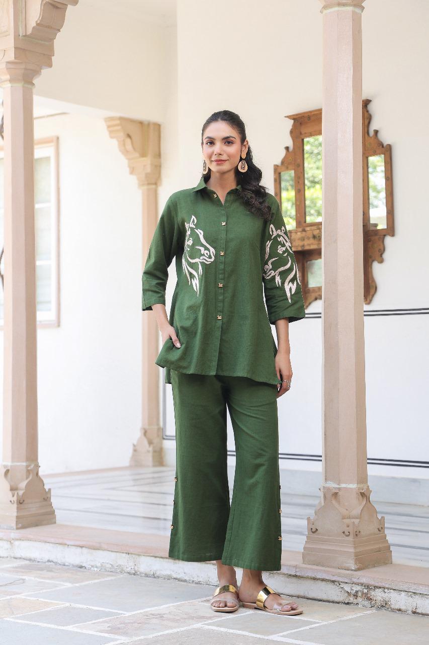 Linen Co-ord Set With Embroidery