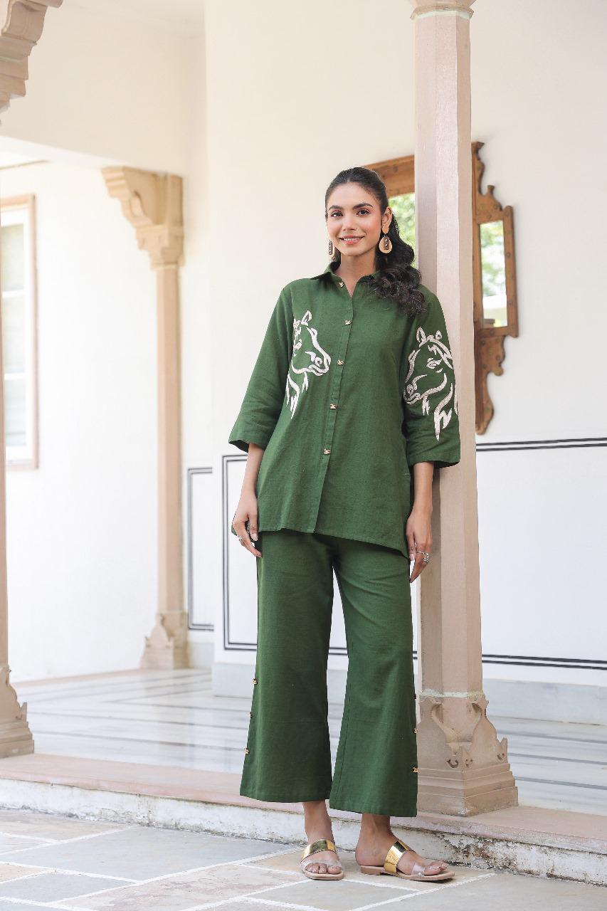 Linen Co-ord Set With Embroidery