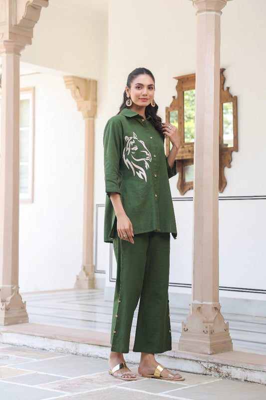 Linen Co-ord Set With Embroidery