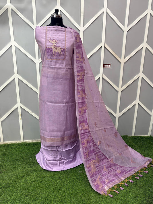 Jaamdaani Suit With Yolk And Heavy Weaved Dupatta