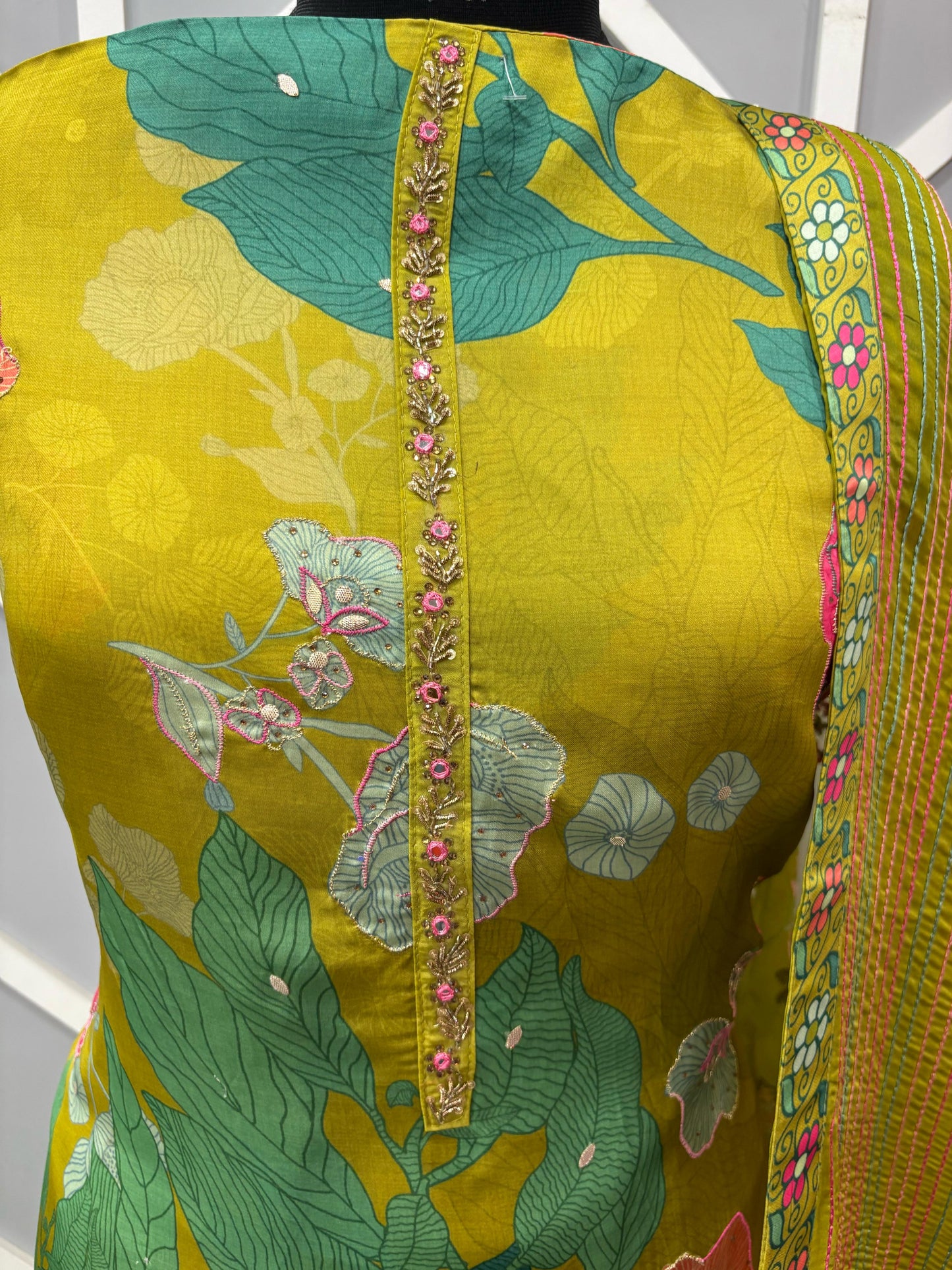 Organza Suit With Digital Print Highlights Handwork Kurta Patti And Embroidery Cutwork On Ghera