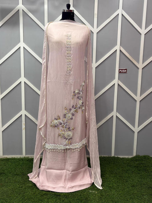 Pure Organza Suit With Handwork