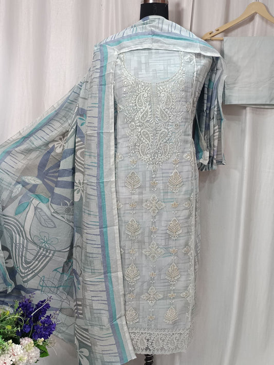 Pure Cotton Printed Suit With Front Designer Concept