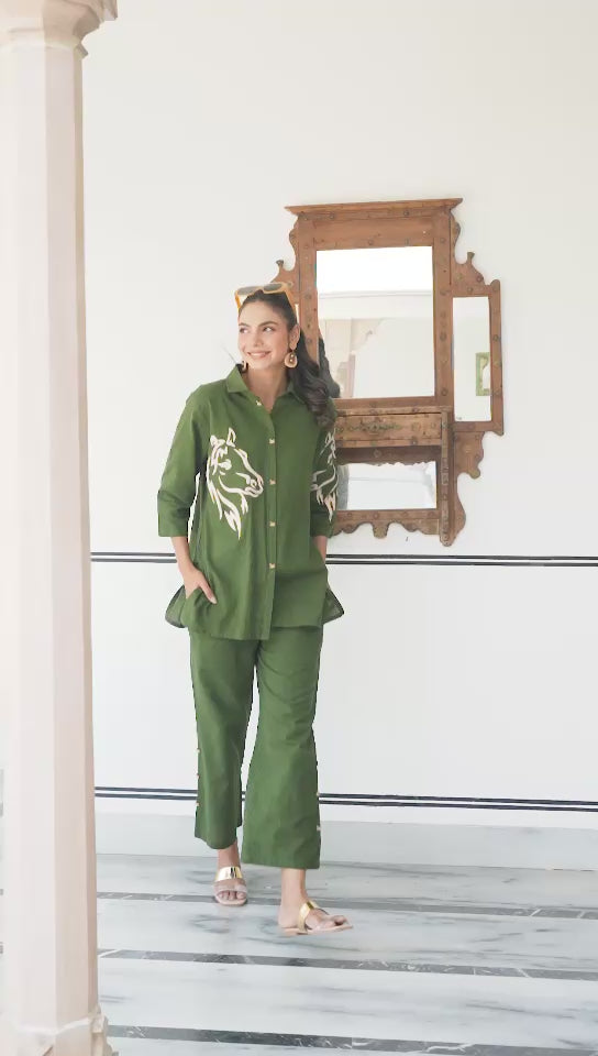 Linen Co-ord Set With Embroidery